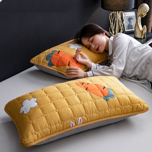 A Pair Of Quilted Oil Pillow Covers With Anti Slobber Head