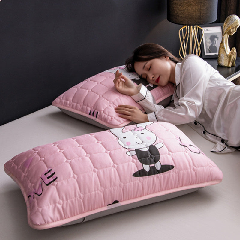 A Pair Of Quilted Oil Pillow Covers With Anti Slobber Head