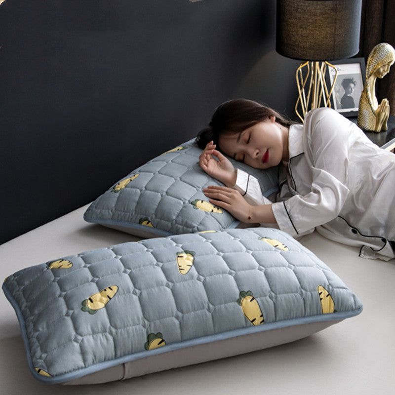 A Pair Of Quilted Oil Pillow Covers With Anti Slobber Head
