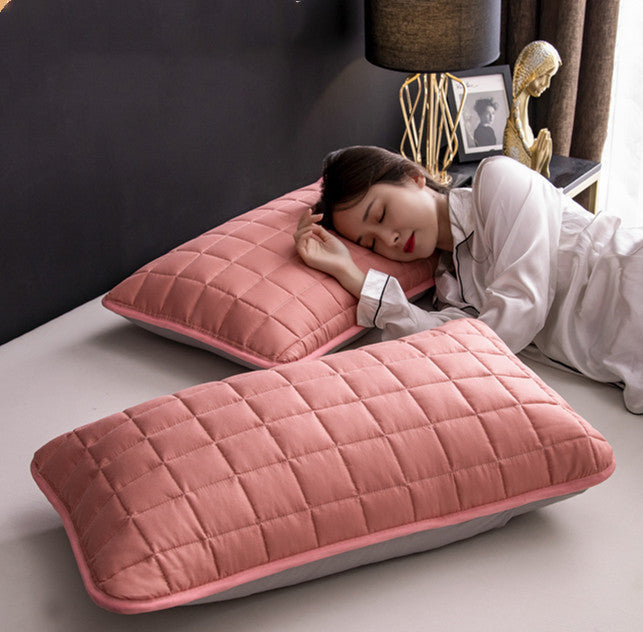 A Pair Of Quilted Oil Pillow Covers With Anti Slobber Head