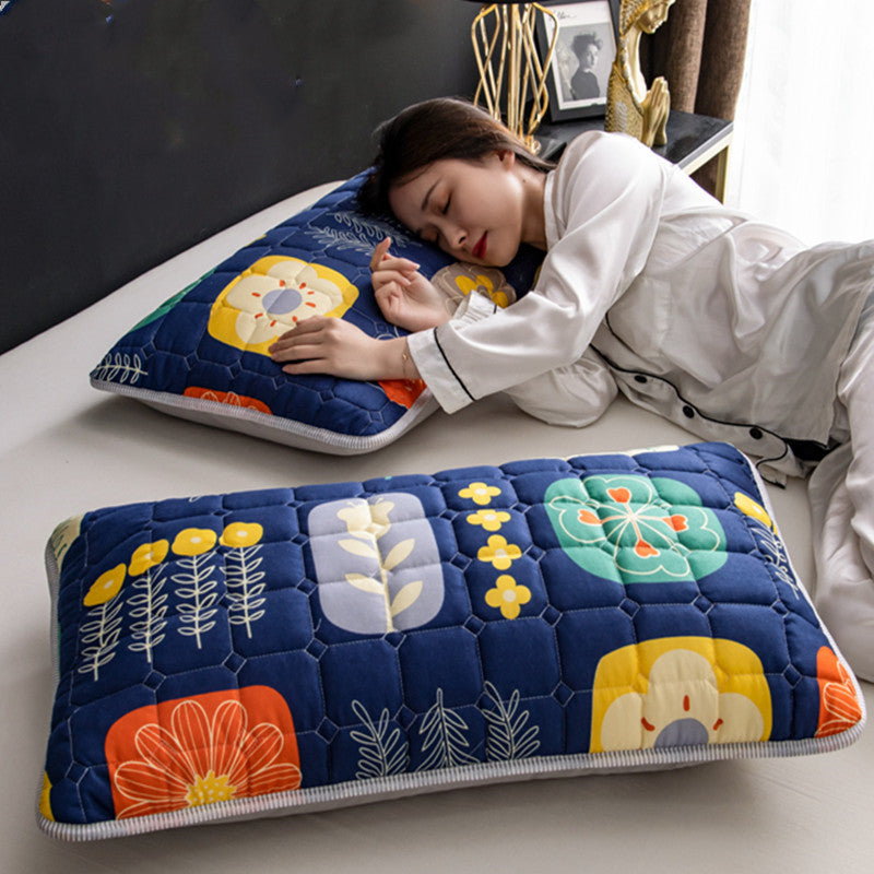 A Pair Of Quilted Oil Pillow Covers With Anti Slobber Head