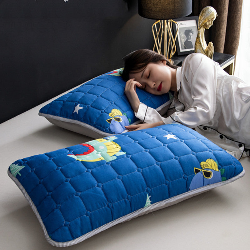 A Pair Of Quilted Oil Pillow Covers With Anti Slobber Head