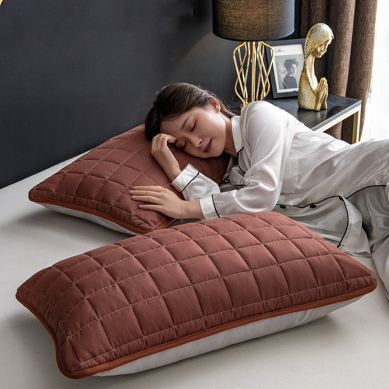 A Pair Of Quilted Oil Pillow Covers With Anti Slobber Head