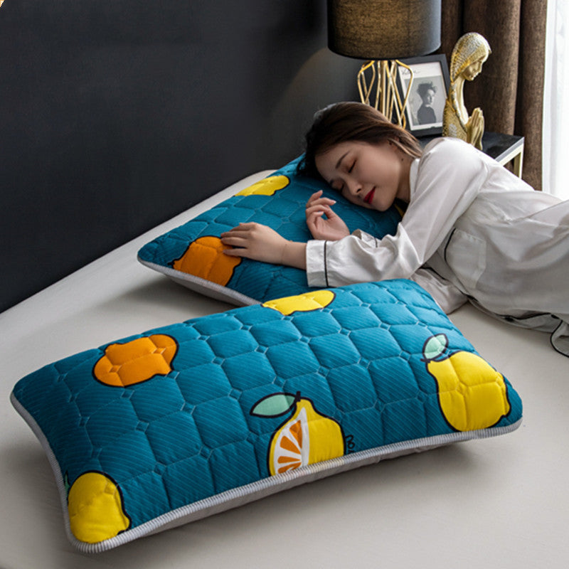 A Pair Of Quilted Oil Pillow Covers With Anti Slobber Head